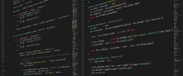 Screen showing code