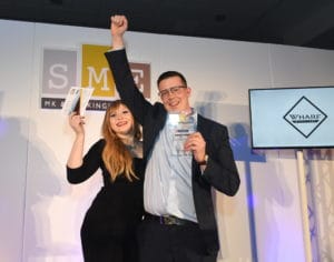 Louis MyHill of Louis' Pizza celebrating award win