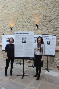 Susan Edwards, law lecturer, at a presentation showing her legal achievements