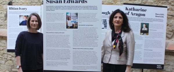 Susan Edwards, law lecturer, at a presentation showing her legal achievements