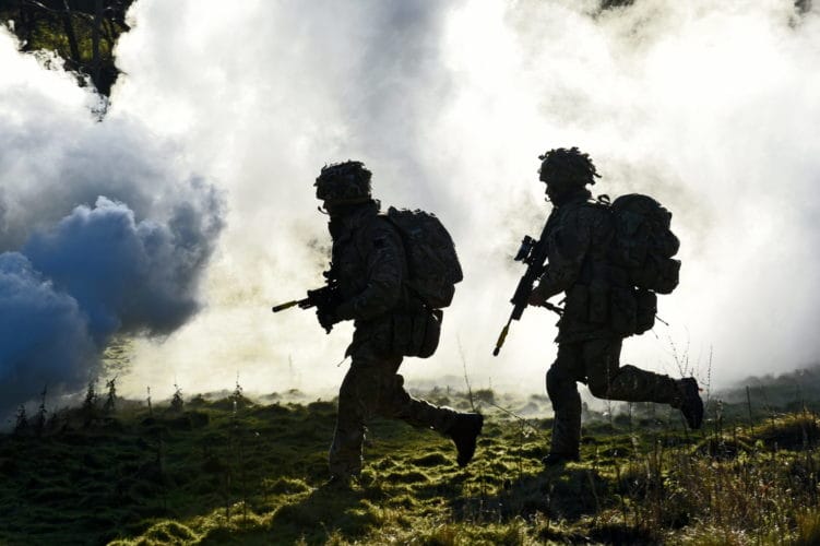 Two soldiers running