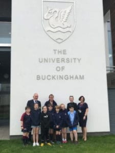Year 5 students outside University of Buckingham Teaching Hospital
