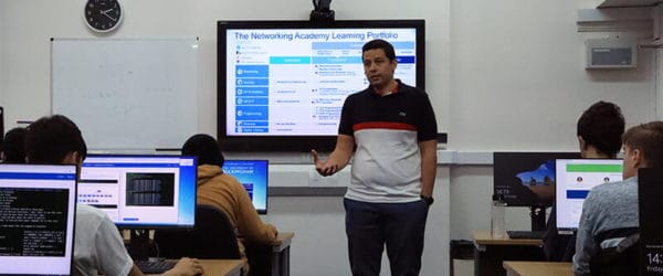 Dr Hisham Al-Assam introduced preliminary and first year students to CISCO