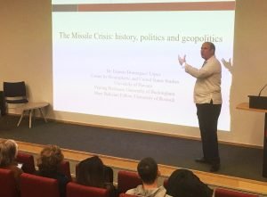Professor Dominguez lecturing to undergraduate and postgraduate students