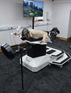 Trying out the virtual flying machine at UoB