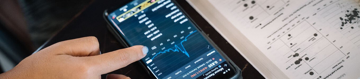 Financial data textbook and mobile phone