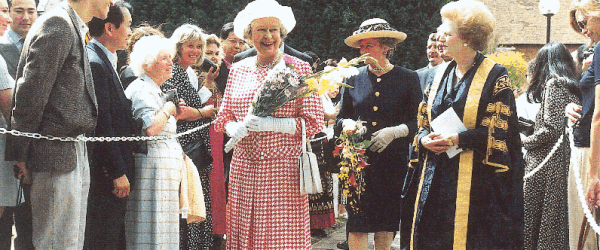 Queen Elizabeth II pictured visiting the University of Buckingham