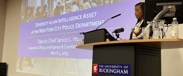 Deputy Chief Janice Holmes presenting University of Buckingham Conference
