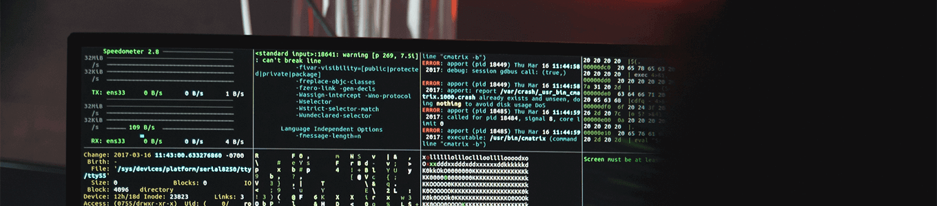 Code on computer screens