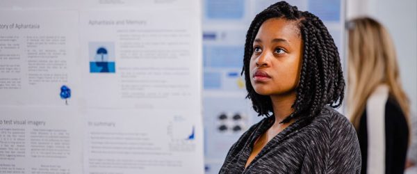 Psychology student in tutorial room