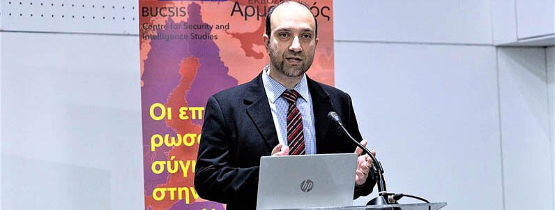 Bill Kappis speaking at conference, Cyprus