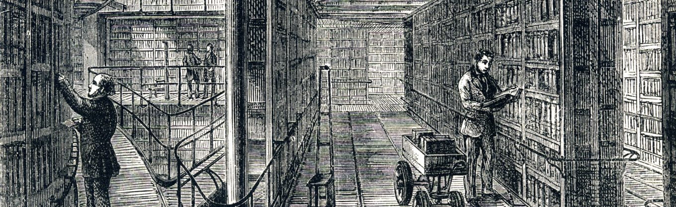Illustration of people in reading room in British Museum
