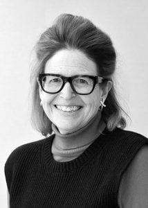 Black and white portrait photograph of The Hon Mrs Milly Soames DL