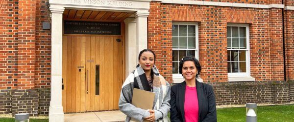 Hania Suliman with Dean of the Faculty of Business, Humanities & Social Sciences, Professor Deba Bardhan Correia