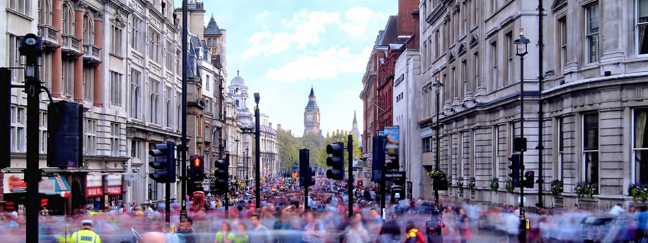 Busy crowds on London street