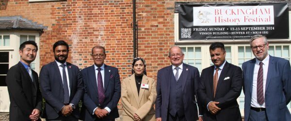 Her Excellency MP Basma Abdul Karim Mubarak with The University of Buckingham academics and Vice-Chancellor