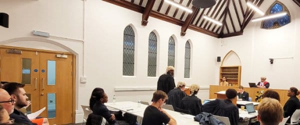 Buckingham's moot room in use during mock trial