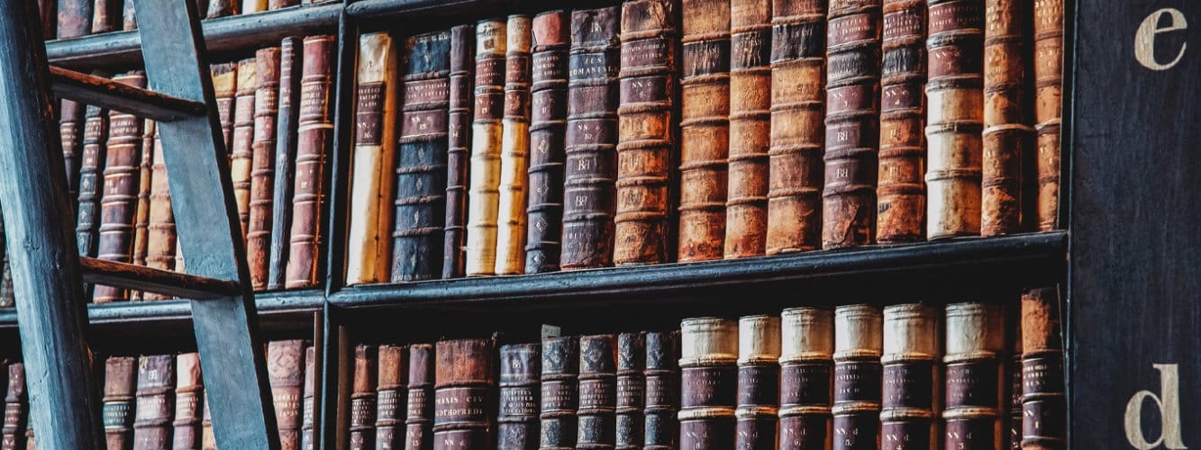 Library of old, historic books.