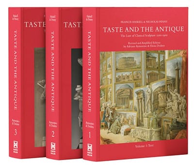 Three versions of the book ‘Taste and the Antique. The Lure of Classical Sculpture: 1500-1900’ by Adriano Aymonino.