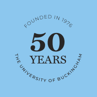 Roundel: 50 Years. Founded in 1976. The University of Buckingham.