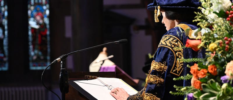 Dame Mary speaking at her 2026 Installation Ceremony
