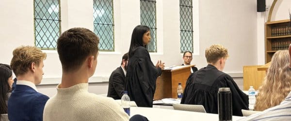 Buckingham students in Moot Court during mock trial