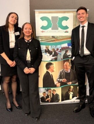 Julie O'Shea with Lillie and Geremy at the finals of the National Client Interviewing Competition 2026
